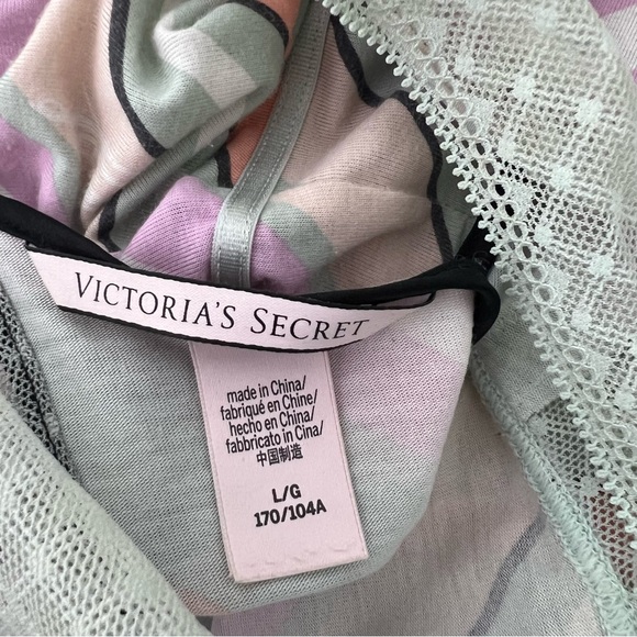 Victoria secret dress striped open back strappy pastel night gown pajamas pj - Picture 8 of 10